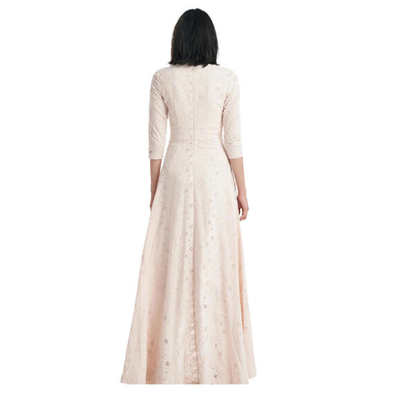 Kay Unger Womens Eyelet Floral High-Low Maxi Dress Size 6 Cottagecore Romantic - Picture 2 of 16